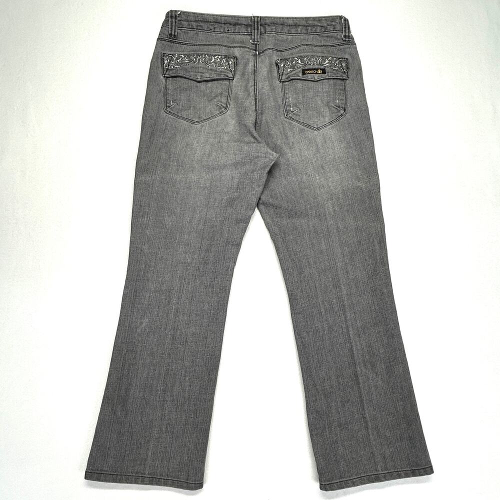 Sasson Ooh La La Jeans Womens 8 (fits 32x27) Bootcut Boogie Gray Starburst Wash